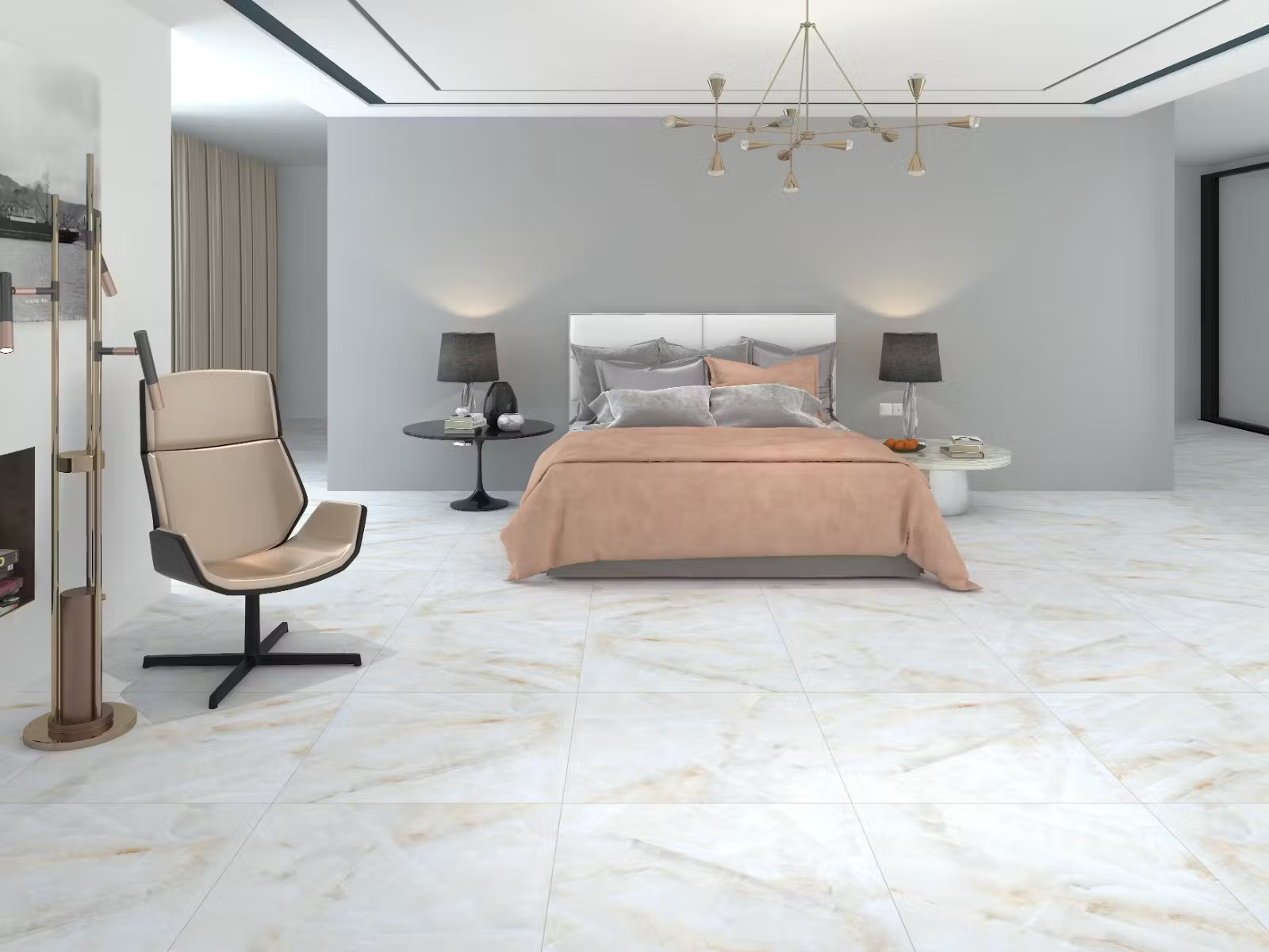 PGVT Travertine Grey Wall and Floor Tile for Bedroom